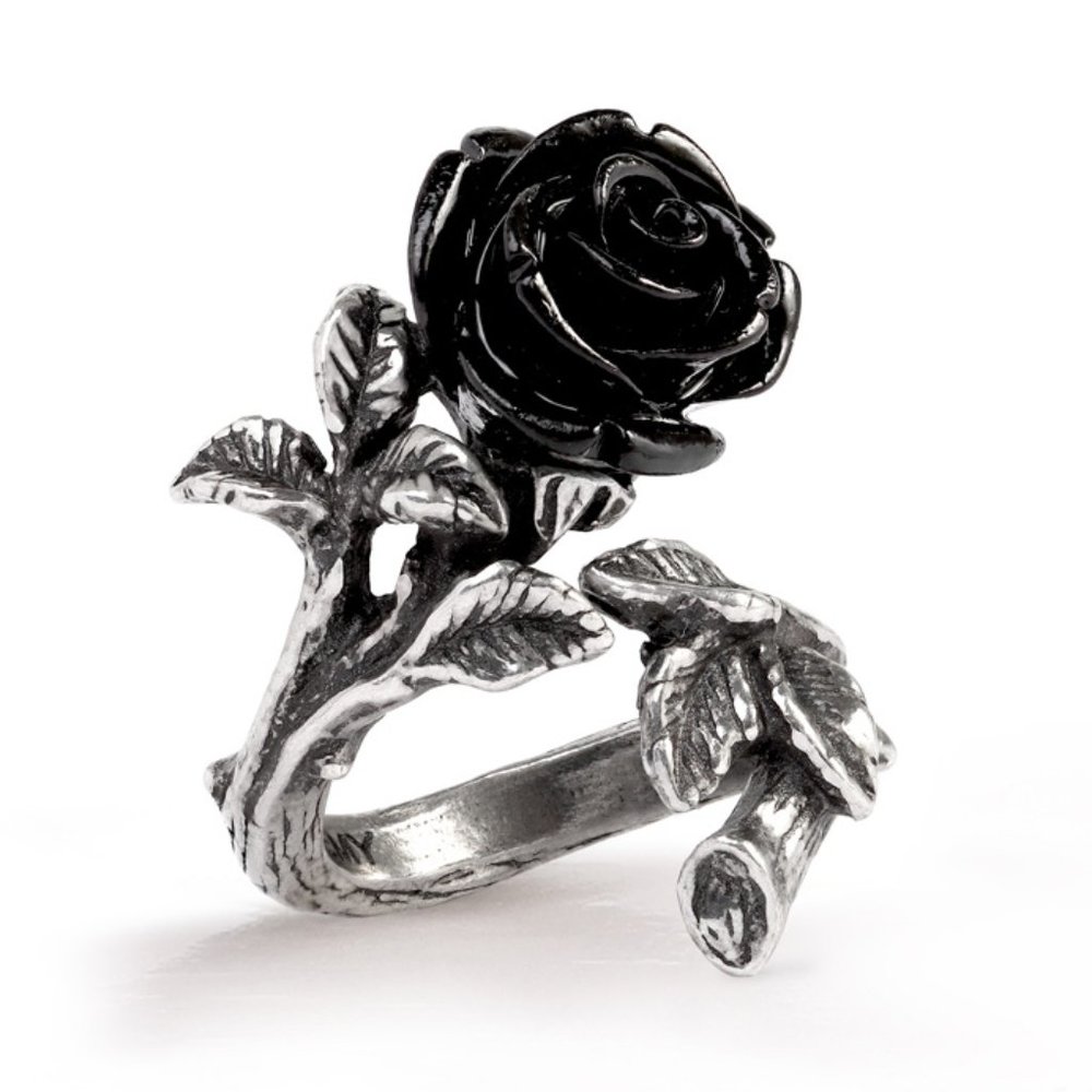 Alchemy Gothic Wild Black Rose Ring Wrap Adjustable 2 Sizes Pewter NWT